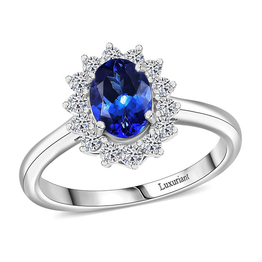 Luxuriant - AAA Tansanit, Lab Grown Diamant AGI zertifiziert Ring 417 Gold (Größe 19.00) ca. 1.50 ct