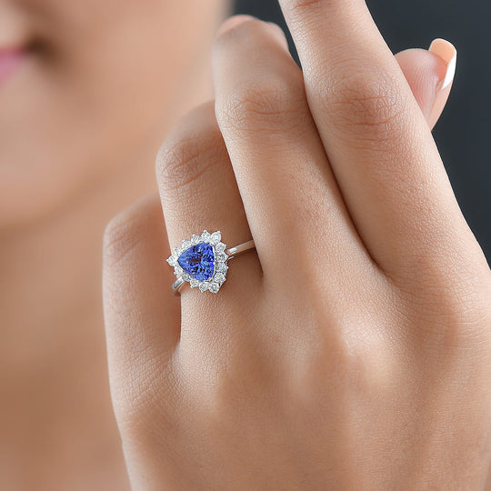 Luxuriant - AAA Tansanit, Lab Grown Diamant AGI zertifiziert Ring 417 Gold (Größe 18.00) ca. 1.53 ct