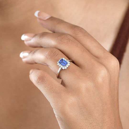 Luxuriant - AAA Tansanit, Lab Grown Diamant AGI zertifiziert Ring 417 Gold (Größe 19.00) ca. 1.50 ct
