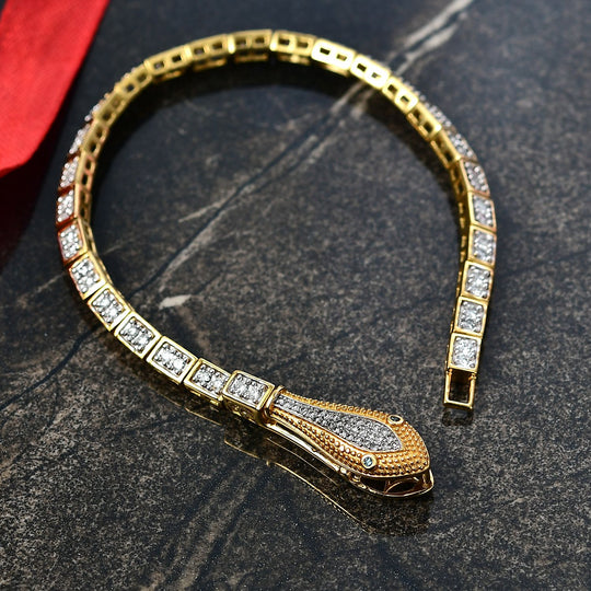 LUXURIANT DIAMOND - Lab Grown Diamant SI-GH, Lab Grown Blauer Diamant SGL zertifiziert Armband ca. 20 cm 925 Silber 750 Gelbgold Vermeil ca. 2.00 ct