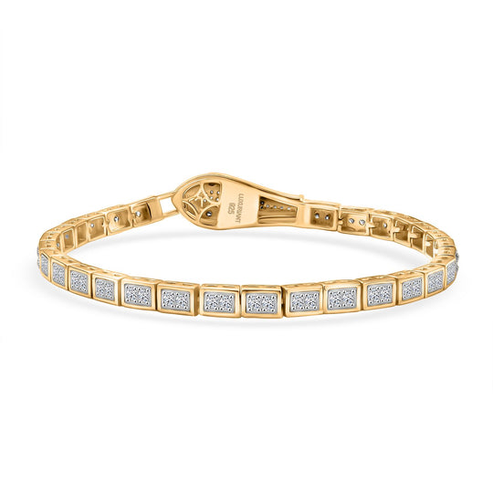 LUXURIANT DIAMOND - Lab Grown Diamant SI-GH, Lab Grown Blauer Diamant SGL zertifiziert Armband ca. 20 cm 925 Silber 750 Gelbgold Vermeil ca. 2.00 ct
