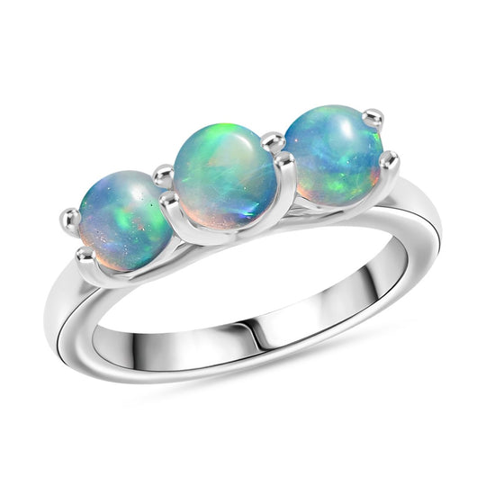 D'Joy AA Natürlicher, äthiopischer Welo Opal Ring 925 Silber Rhodiniert (Größe 21.00) ca. 1,19 ct
