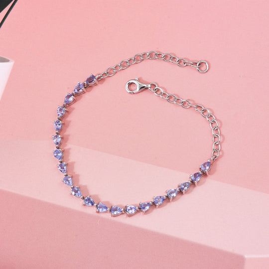 D'Joy Tansanit 19cm Armband, 925 Silber rhodiniert - 2,72 ct.
