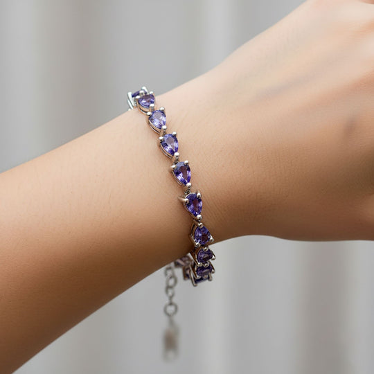 D'Joy Tansanit 19cm Armband, 925 Silber rhodiniert - 2,72 ct.