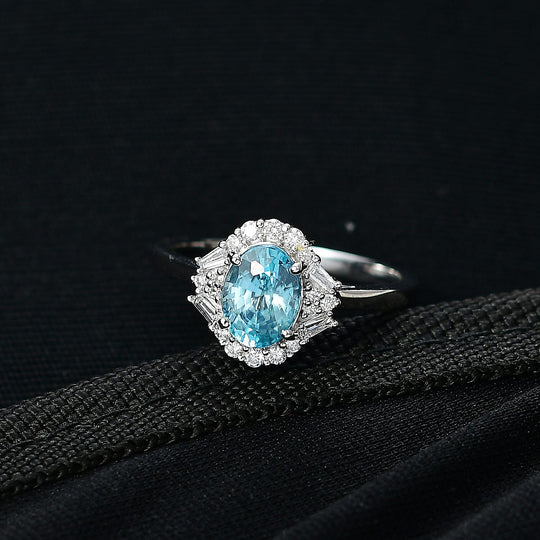 Luxuriant - AAA Blauer Zirkon, Lab Grown Diamant AGI zertifiziert Ring 417 Gold (Größe 17.00) ca. 2.50 ct