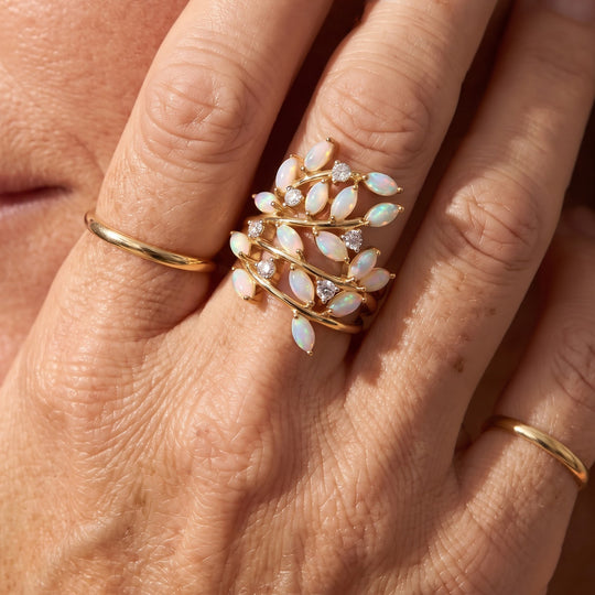 D'Joy AA Natürlicher, äthiopischer Welo Opal, Weißer Zirkon Ring 925 Silber 750 Gelbgold Vermeil (Größe 18.00) ca. 2.12 ct