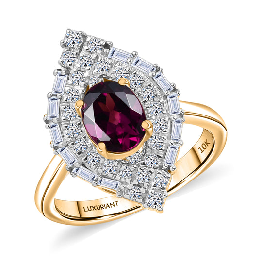 LUXURIANT (10-16 Werktage Lieferzeit) 2,09 ct. AAA Radiant Ember Granat und Labor Diamant Ring in 417 Gold