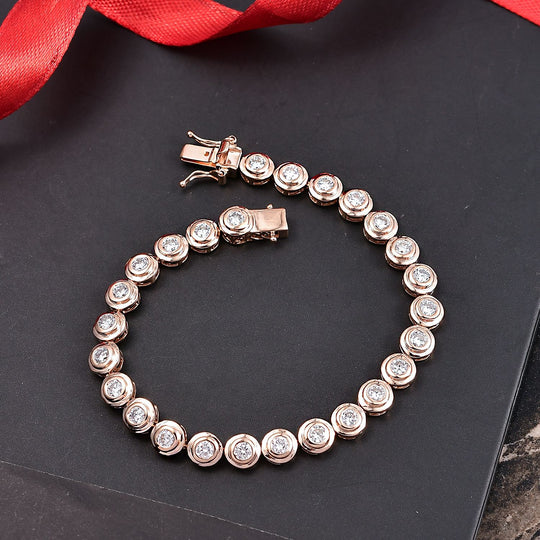 LUXURIANT DIAMOND - Lab Grown Diamant SI-GH Armband ca. 19 cm 925 Silber 750 Roségold Vermeil ca. 4.00 ct