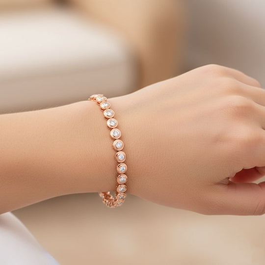 LUXURIANT DIAMOND - Lab Grown Diamant SI-GH Armband ca. 19 cm 925 Silber 750 Roségold Vermeil ca. 4.00 ct
