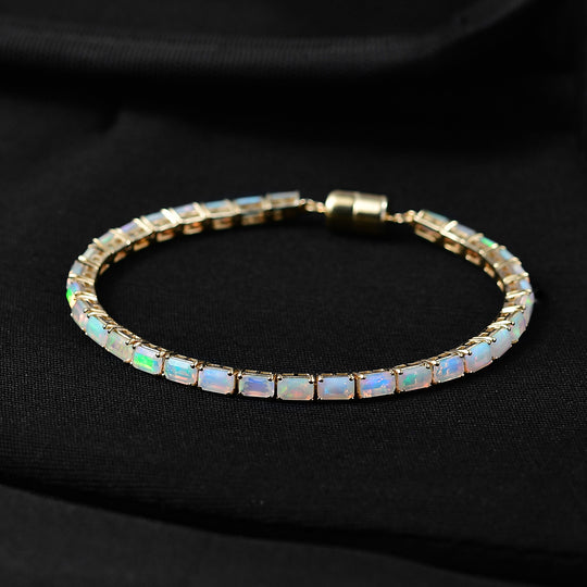 D'Joy AA Natürlicher, äthiopischer Welo Opal Armband ca. 20 cm 925 Silber 750 Gelbgold Vermeil ca. 6.49 ct