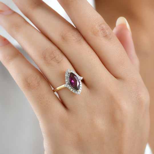 LUXORO AAA Radiant Ember Granat, Weißer Diamant Ring 417 Gold (Größe 20.00) (10-16 Werktage Lieferzeit) ca. 3,22 ct