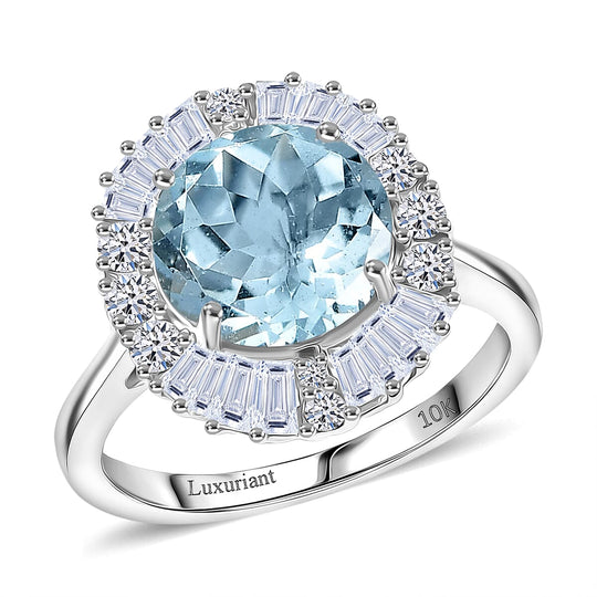 Luxuriant - AAA Aquamarin, Lab Grown Diamant AGI zertifiziert Ring 417 Gold (Größe 16.50) ca. 1.16 ct