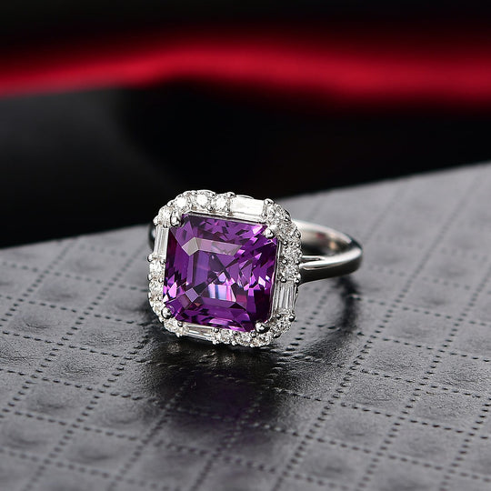 Luxuriant - AAA Lab Grown Farbwechsel-Saphir, Lab Grown Diamant AGI zertifiziert Ring 417 Gold (Größe 18.00) ca. 4.54 ct