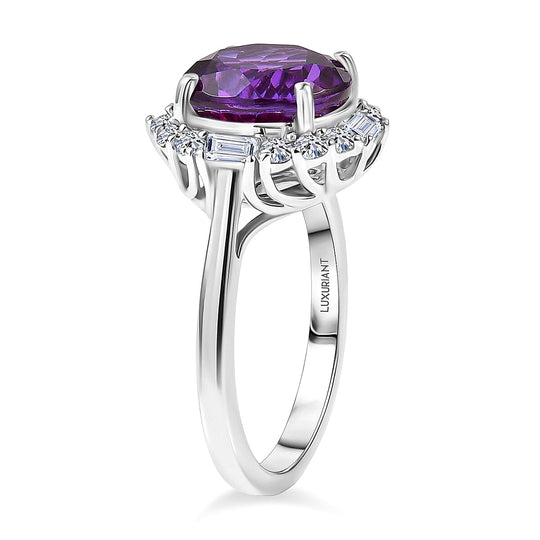 Luxuriant - AAA Lab Grown Farbwechsel-Saphir, Lab Grown Diamant AGI zertifiziert Ring 417 Gold (Größe 19.00) ca. 5.05 ct