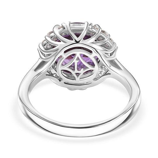 Luxuriant - AAA Lab Grown Farbwechsel-Saphir, Lab Grown Diamant AGI zertifiziert Ring 417 Gold (Größe 19.00) ca. 5.05 ct