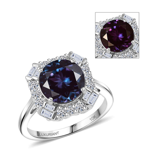 Luxuriant - AAA Lab Grown Alexandrit, Lab Grown Diamant AGI zertifiziert Ring 417 Gold (Größe 19.00) ca. 5.32 ct