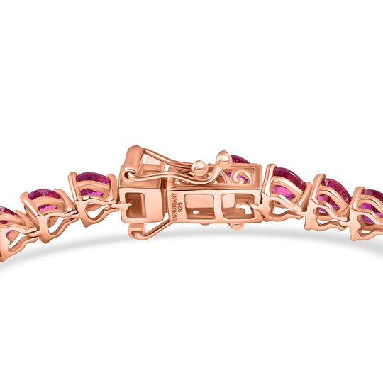 AAA Lab Grown Rosa Saphir Armband ca. 19 cm 925 Silber 750 Roségold Vermeil ca. 14.12 ct
