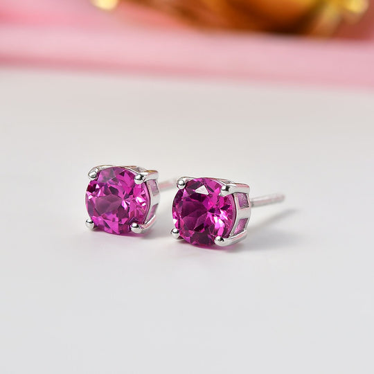 AAA Lab Grown Rosa Saphir Ohrringe 925 Silber platiniert ca. 2.24 ct