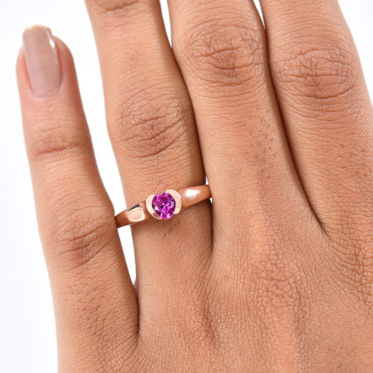 AAA Lab Grown Rosa Saphir Ring 925 Silber 750 rosévergoldet (Größe 21.00) ca. 0.64 ct