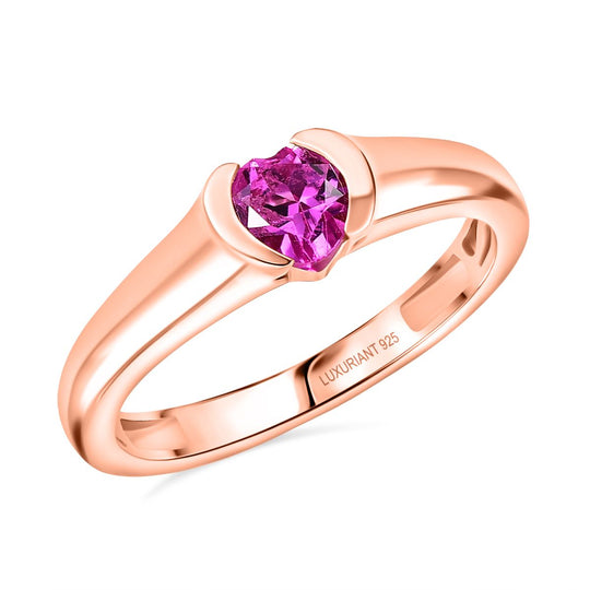 AAA Lab Grown Rosa Saphir Ring 925 Silber 750 rosévergoldet (Größe 21.00) ca. 0.64 ct