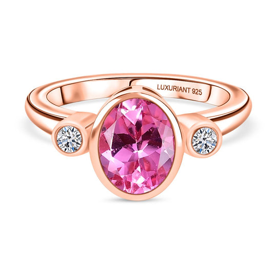 AAA Lab Grown Rosa Saphir, Lab Grown Diamant Ring 925 Silber 750 Roségold Vermeil (Größe 19.00) ca. 2.70 ct