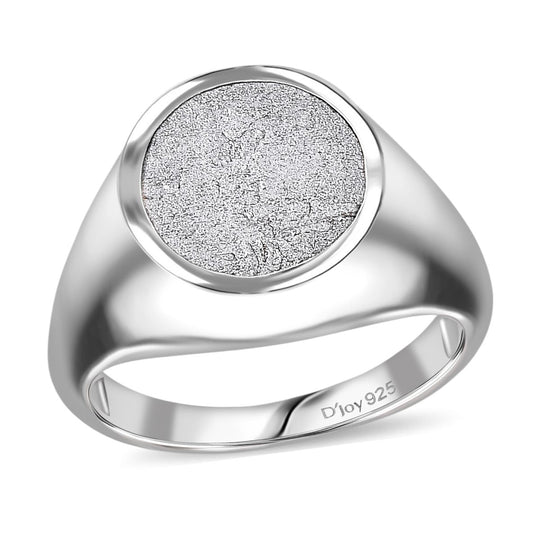 Muonionalusta Meteorit Ring 925 Silber rhodiniert (Größe 19.00) ca. 9.09 ct