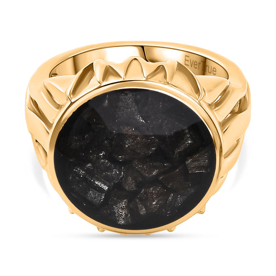 EVER TRUE Muonionalusta Meteorit-Matrix Ring Nickelfreies Messing 750 Gelb Vergoldet (Größe 18.00) ca. 20.00 ct