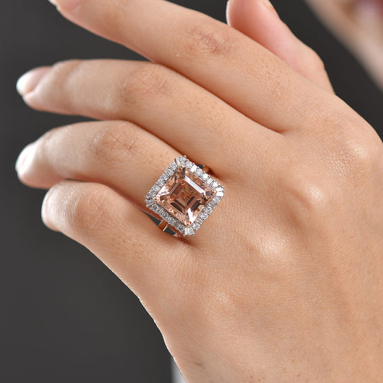 Luxuriant - AAA Morganit, Lab Grown Diamant AGI zertifiziert Ring 417 Gold (Größe 16.50) ca. 6.04 ct