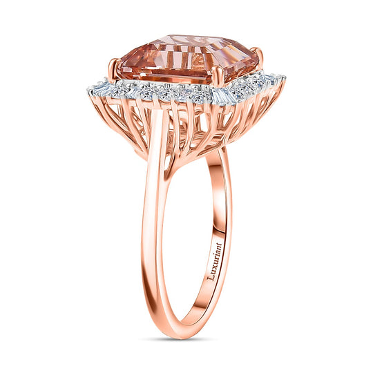 Luxuriant - AAA Morganit, Lab Grown Diamant AGI zertifiziert Ring 417 Gold (Größe 16.50) ca. 6.04 ct