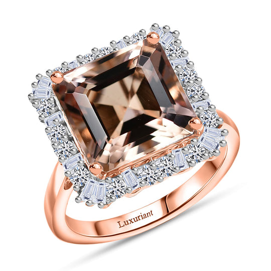Luxuriant - AAA Morganit, Lab Grown Diamant AGI zertifiziert Ring 417 Gold (Größe 16.50) ca. 6.04 ct