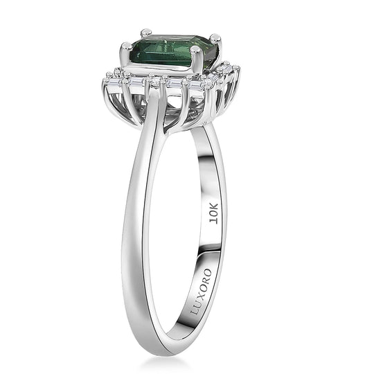 LUXORO AAA Pirineu Lagoon Tourmaline, Weißer Diamant AGI zertifiziert Ring 417 Gold (Größe 18.00) ca. 1.37 ct