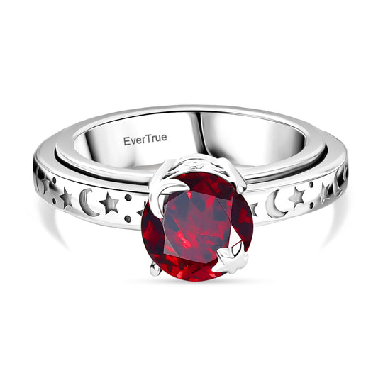 EVER TRUE AA Mosambik Granat Anti-Stress-Spinning-Ring Nickelfreies Messing (Größe 20.00) ca. 2.23 ct