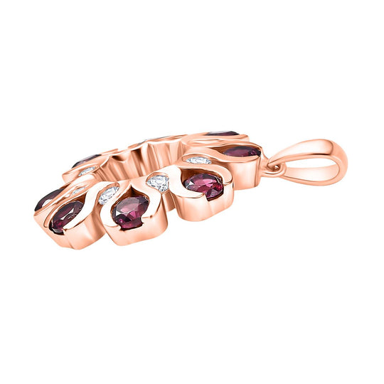 D'Joy natürlicher Rhodolith Granat und Zirkon Anhänger, 925 Silber 750 rosévergoldet - 2,56 ct.