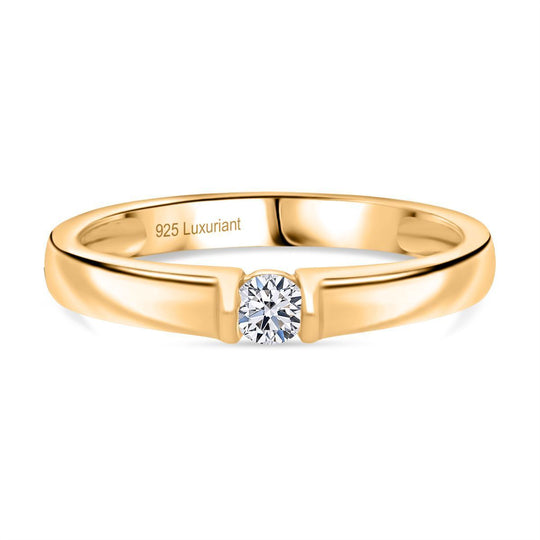 LUXURIANT DIAMOND - Lab Grown Diamant VS-EF Ring 925 Silber 750 Gelbgold Vermeil (Größe 19.00) ca. 0.20 ct