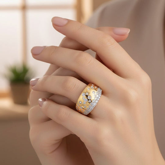 LUXURIANT DIAMOND - Lab Grown Diamant SI-GH SGL zertifiziert Ring 925 Silber 750 Gelbgold Vermeil (Größe 19.00) ca. 1.00 ct