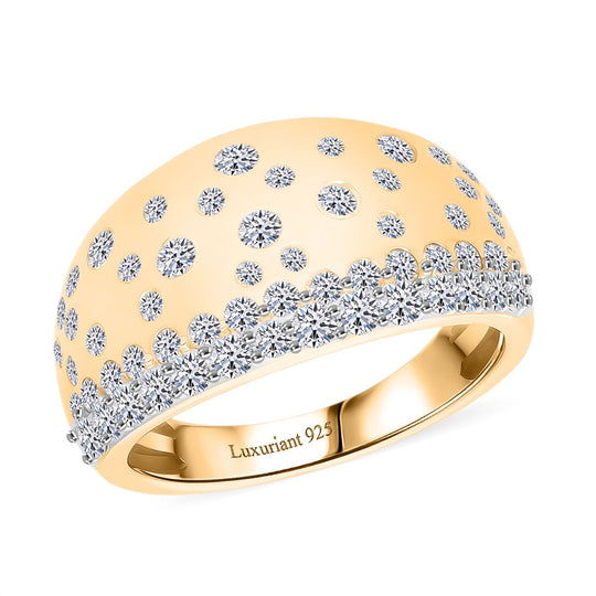 LUXURIANT DIAMOND - Lab Grown Diamant SI-GH SGL zertifiziert Ring 925 Silber 750 Gelbgold Vermeil (Größe 19.00) ca. 1.00 ct