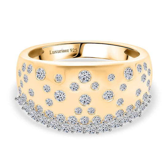 LUXURIANT DIAMOND - Lab Grown Diamant SI-GH SGL zertifiziert Ring 925 Silber 750 Gelbgold Vermeil (Größe 19.00) ca. 1.00 ct