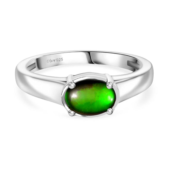 D'Joy Kanadischer Ammolit Ring 925 Silber platiniert (Größe 21.00) ca. 0.87 ct