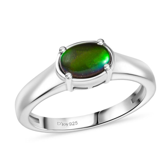 D'Joy Kanadischer Ammolit Ring 925 Silber platiniert (Größe 21.00) ca. 0.87 ct