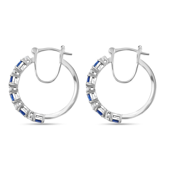 D'Joy Ceylon-Saphir, Moissanit Ohrringe 925 Silber rhodiniert ca. 2.08 ct