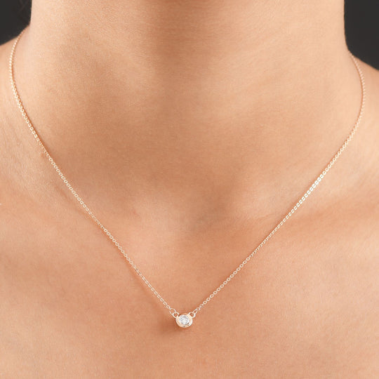 LUXURIANT SI-GH Labor Diamant 45cm Halskette, 925 Silber 750 Roségold Vermeil - 0,20 ct.