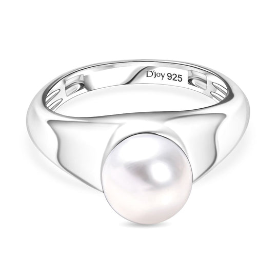 D'Joy Süßwasser Perle (8-8,5mm) Ring, 925 Silber platiniert