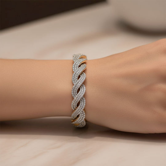LUXURIANT DIAMOND - Lab Grown Diamant SI-GH SGL zertifiziert Armband ca. 20 cm 925 Silber 750 Gelbgold Vermeil ca. 5.00 ct