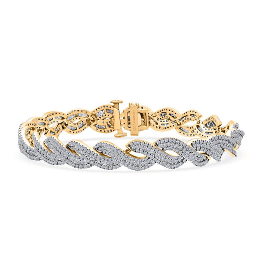 LUXURIANT DIAMOND - Lab Grown Diamant SI-GH SGL zertifiziert Armband ca. 20 cm 925 Silber 750 Gelbgold Vermeil ca. 5.00 ct