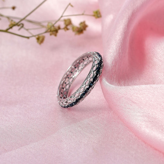 D'Joy Blauer Diamant Ring 925 Silber rhodiniert (Größe 17.00) ca. 0,15 ct