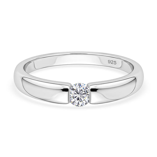 Moissanit Ring 925 Silber platiniert (Größe 20.00) ca. 0,16 ct