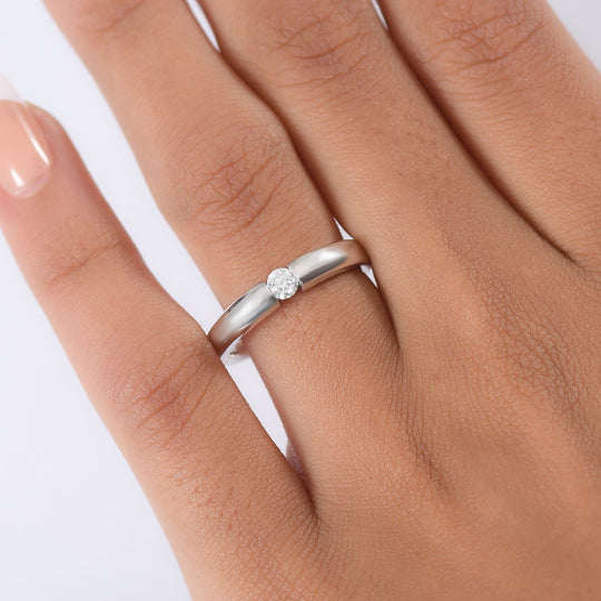 Moissanit Ring 925 Silber platiniert (Größe 20.00) ca. 0,16 ct