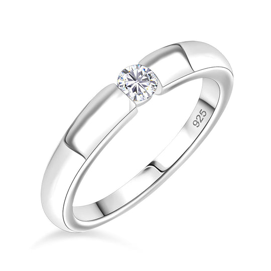 Moissanit Ring 925 Silber platiniert (Größe 20.00) ca. 0,16 ct