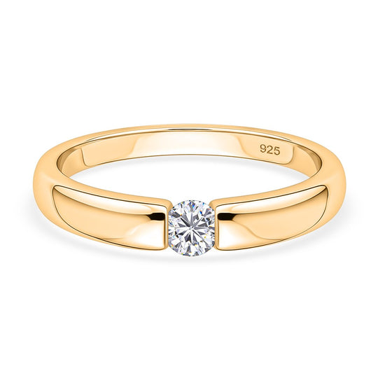 Moissanit Ring 925 Silber vergoldet (Größe 20.00) ca. 0,16 ct