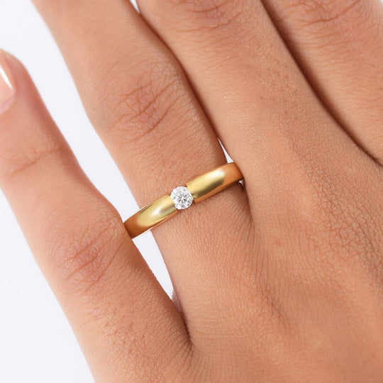 Moissanit Ring 925 Silber vergoldet (Größe 20.00) ca. 0,16 ct
